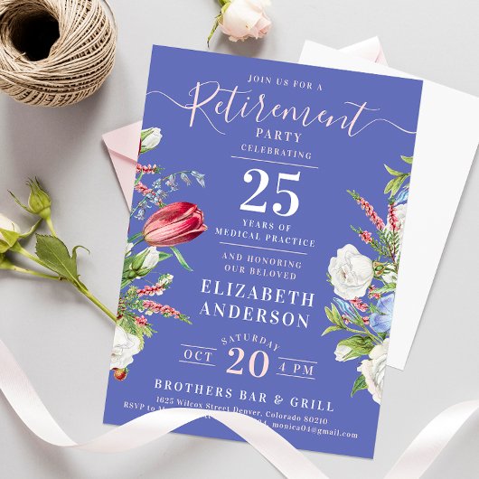 Elegant Boho Lavendel Bloemen Pensioen Partij Kaart