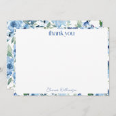 Elegant Boho Lichtblauwe Aquarel Aangepaste Bruids Bedankkaart (Voorkant / Achterkant)