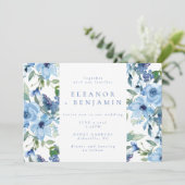 Elegant Boho Light Blue Waterverf Floral Wedding Kaart (Staand voorkant)
