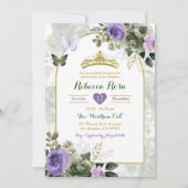 Elegant Boho Lila Paarse Salie Groen Quinceañera Kaart (Voorkant)