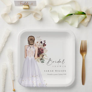Elegant Boho Lila Wedding Gown Vrijgezellenfeest Papieren Bordje