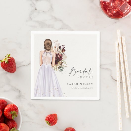 Elegant Boho Lila Wedding Gown Vrijgezellenfeest Servet (Insitu)