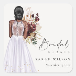 Elegant Boho Lila Wedding Gown Vrijgezellenfeest Vierkante Sticker