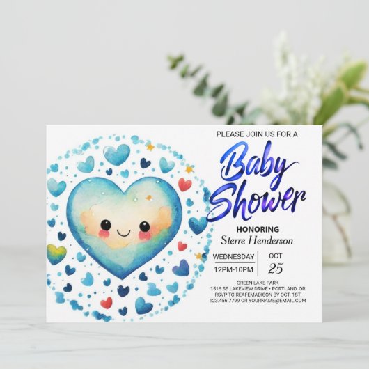Elegant Boho Little Cutie Pastel Boy Baby shower Kaart (Staand voorkant)