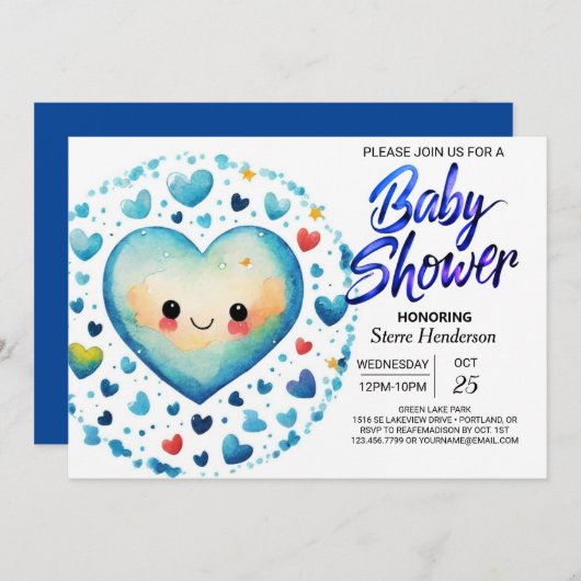 Elegant Boho Little Cutie Pastel Boy Baby shower Kaart (Voorkant / Achterkant)