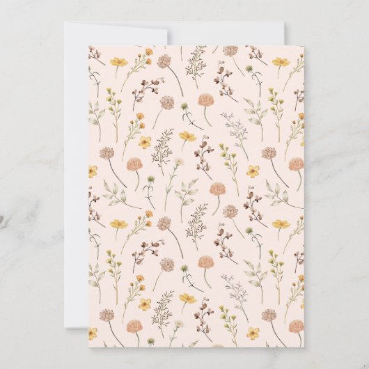 Elegant Boho Little Wildflower Baby shower Kaart (Achterkant)
