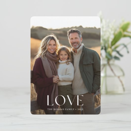 Elegant Boho Love Familie Kinder Foto Valentijnse Feestdagenkaart (Staand voorkant)