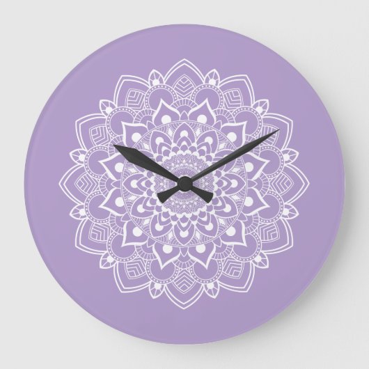 Elegant Boho Mandala Grote Klok (Voorkant)