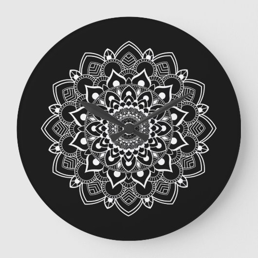 Elegant Boho Mandala  Grote Klok (Voorkant)