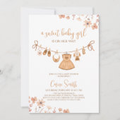 Elegant Boho Meisje Babykleding Baby shower Kaart (Voorkant)