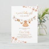 Elegant Boho Meisje Babykleding Baby shower Kaart (Staand voorkant)