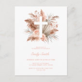 Elegant Boho Meisje Bloemen Doop Uitnodiging Briefkaart (Voorkant)