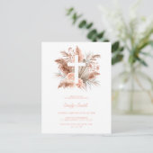 Elegant Boho Meisje Bloemen Doop Uitnodiging Briefkaart (Staand voorkant)