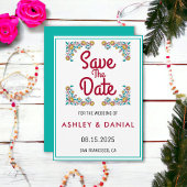Elegant boho met floral Wedding Save the Date Kaart