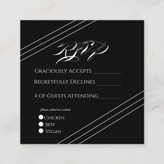 Elegant Boho Minimalist Black & White Wedding Informatiekaartje (Voorkant)