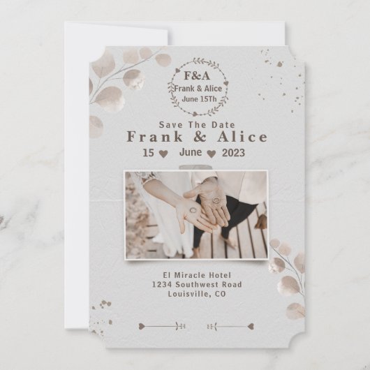 Elegant Boho Modern Sla de datum op Save The Date (Voorkant)