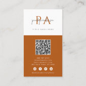 Elegant Boho Monogram QR Code Modern Terracotta Visitekaartje (Achterkant)