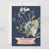 Elegant Boho Navy Blue Burgundy Floral Wedding Kaart (Achterkant)