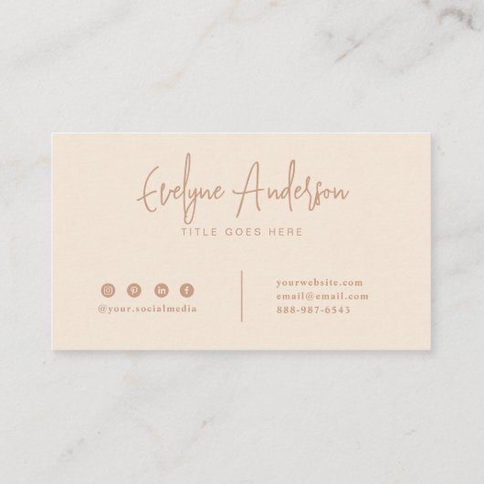 Elegant Boho Neutral Terracotta Abstract Patroon Visitekaartje (Achterkant)