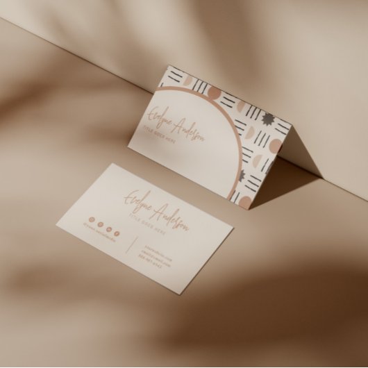 Elegant Boho Neutral Terracotta Abstract Patroon Visitekaartje