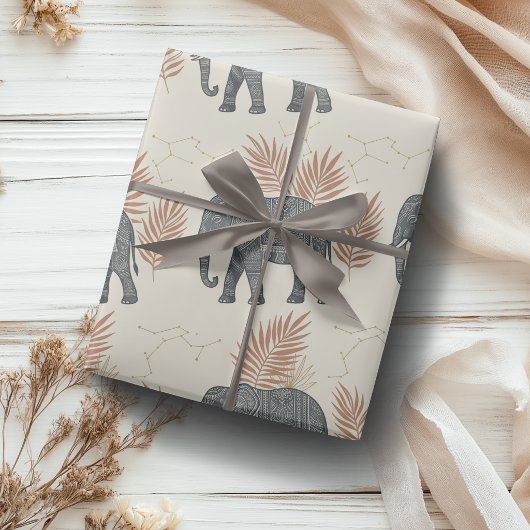 Elegant Boho Olifant Inpakpapier