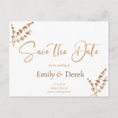 Elegant Boho Oranje Flowers Save the Date Po Postc Briefkaart (Voorkant)