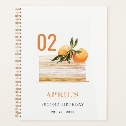 Elegant Boho Oranje Fruit Cake any age Birthday Planner (Voorkant)