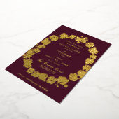 Elegant Boho Orchid Floral Wreath Burgundy Wedding Folie Uitnodiging (Gedraaid)