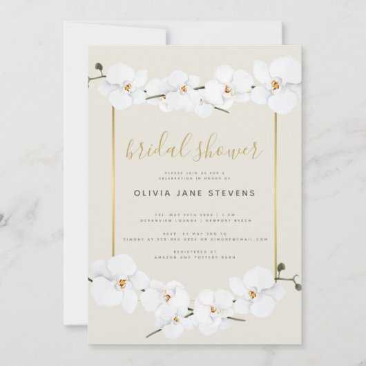 Elegant Boho Orchids Gold Lijst Chic Vrijgezellenf Kaart (Voorkant)