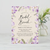 Elegant Boho Paarse Bridal Brunch Uitnodiging (Staand voorkant)
