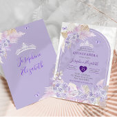 Elegant Boho Paarse Rozen Meisje Royal Quinceañera Kaart