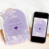 Elegant Boho Paarse Rozen Meisje Royal Quinceañera Kaart