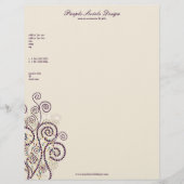 Elegant Boho Paarse Spirals Artistieke Deco Aangep Custom Briefhoofd (Voorkant)