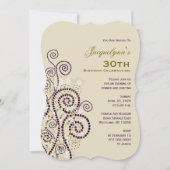 Elegant Boho Paarse Spirals Birthday Party Invite Kaart (Voorkant)