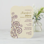 Elegant Boho Paarse Spirals Birthday Party Invite Kaart (Staand voorkant)