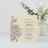 Elegant Boho Paarse Spirals Birthday Party Invite Kaart (Staand voorkant)