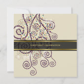 Elegant Boho Paarse Spirals Birthday Party Invite Kaart (Achterkant)