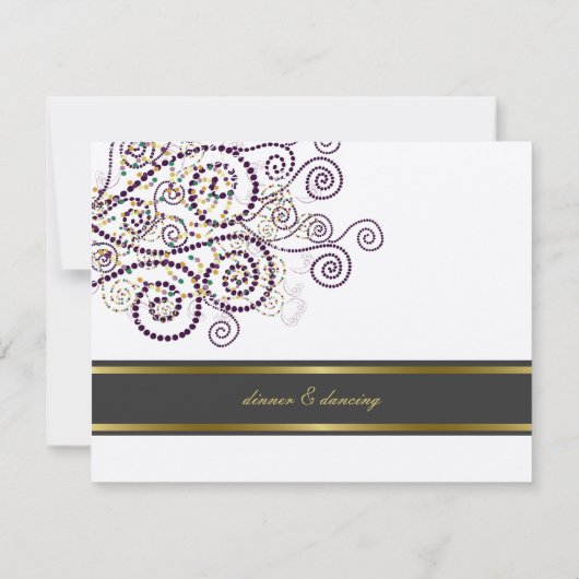 Elegant Boho Paarse Spirals Wedding Reception Kaar Kaart (Achterkant)