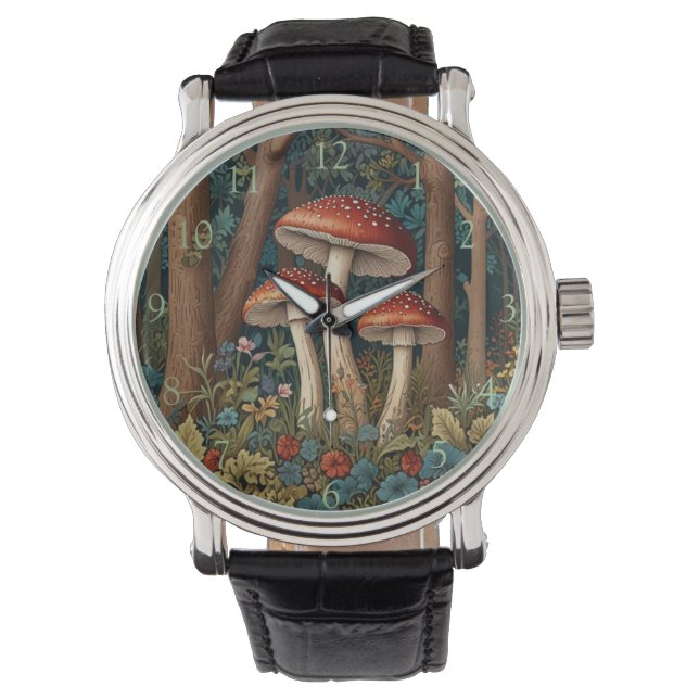 Elegant boho paddenstoel bos horloge (Voorkant)