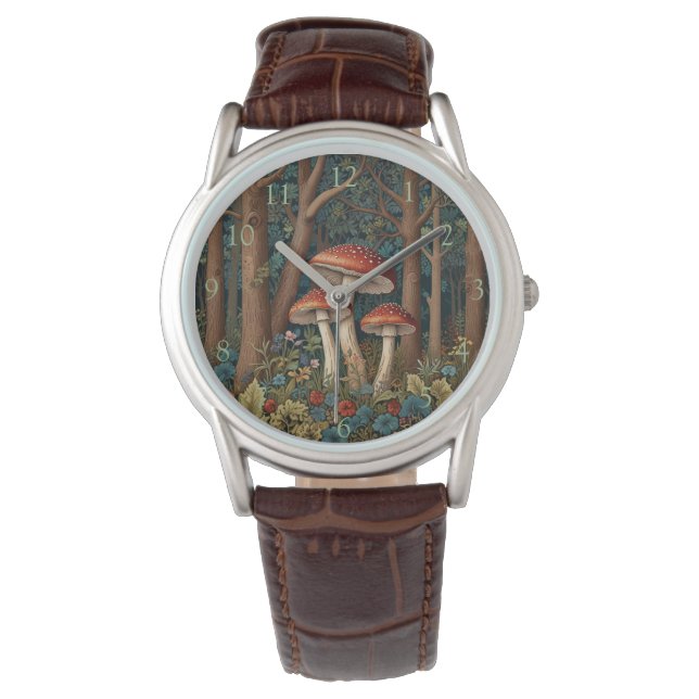 Elegant boho paddenstoel bos horloge (Voorkant)