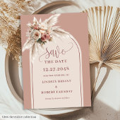 Elegant Boho Pampas Grass Arch Save the Date Card Kaart