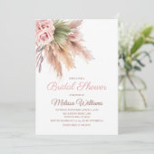 Elegant Boho Pampas Grass Blush Pink Vrijgezellenf Kaart (Staand voorkant)