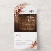 Elegant Boho Pampas Grass met Rustic Wood Weddensc All In One Uitnodiging (Binnen)