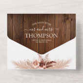 Elegant Boho Pampas Grass met Rustic Wood Weddensc All In One Uitnodiging (Achterkant)