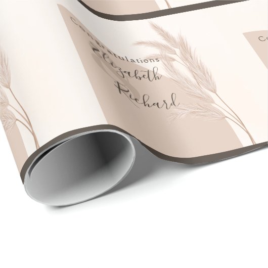 Elegant Boho Pampas Grass Modern Wedding Cadeaupapier (Rol Hoek)