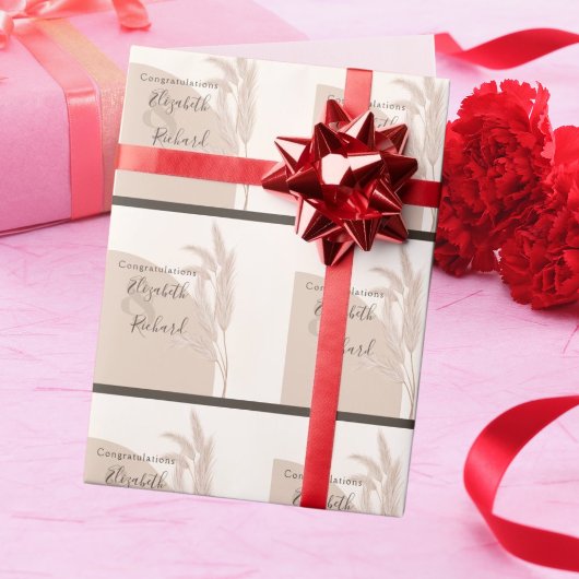 Elegant Boho Pampas Grass Modern Wedding Cadeaupapier