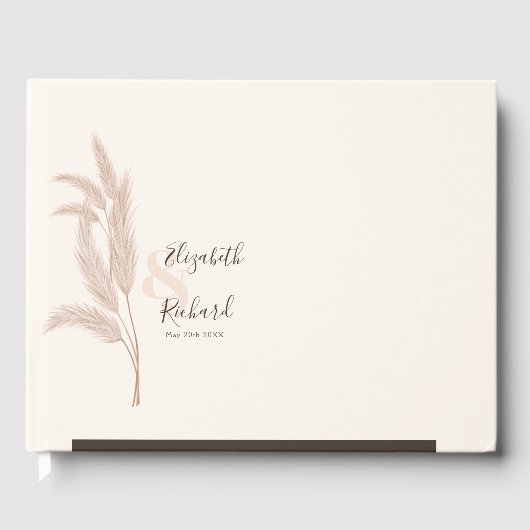Elegant Boho Pampas Grass Modern Wedding Gastenboek (Voorkant)