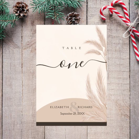 Elegant Boho Pampas Grass Modern Wedding Kaart