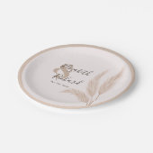 Elegant Boho Pampas Grass Modern Wedding Papieren Bordje (Gekanteld)