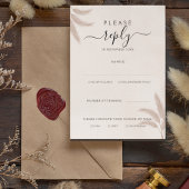 Elegant Boho Pampas Grass Modern Wedding RSVP Kaart